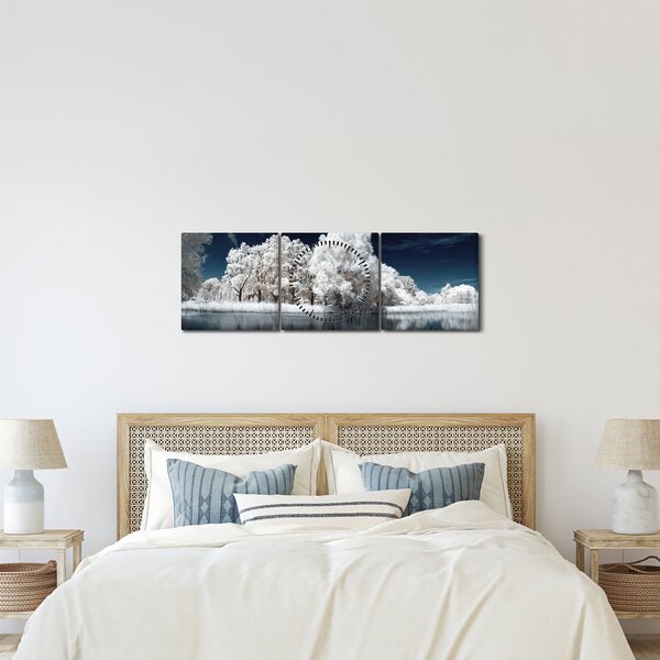 Kép - Hófehér fák (órával) (90x30 cm)
