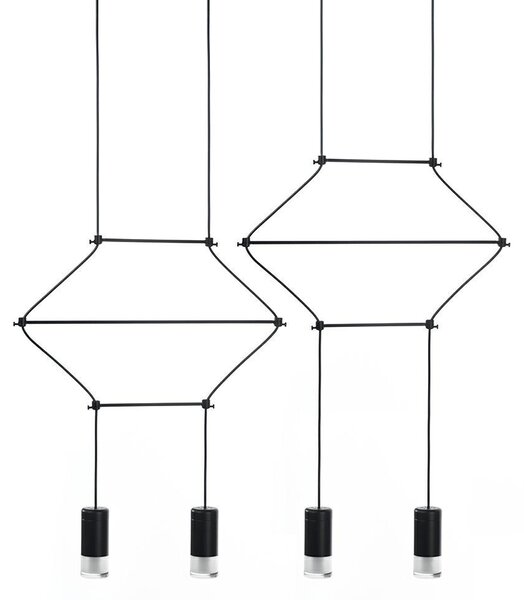 King Home Flusso Line 4 Geometrikus Fekete LED Függőlámpa