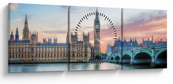 Kép - London pasztell színekben (órával) (90x30 cm)