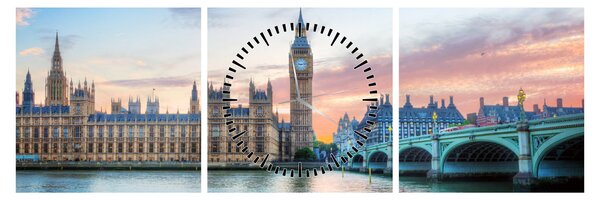 Kép - London pasztell színekben (órával) (90x30 cm)