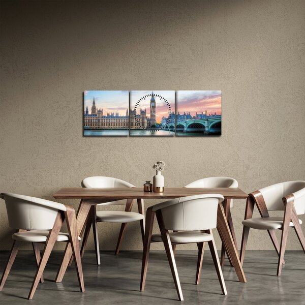 Kép - London pasztell színekben (órával) (90x30 cm)