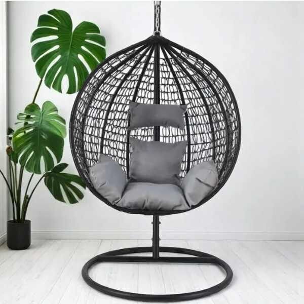 Mercaton hinta, fészek alakú, függőfotellel, fém váz, maximum 130 kg, 2 párna, UV-álló, fekete
