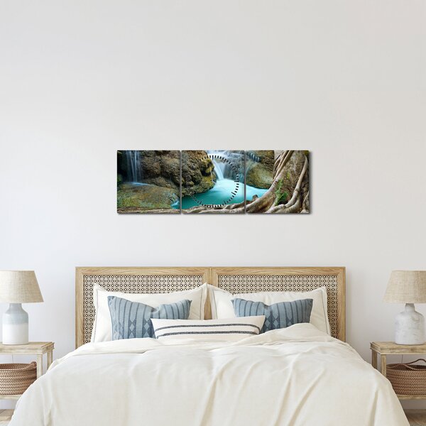 Kép - Folyó vízesésekkel (órával) (90x30 cm)