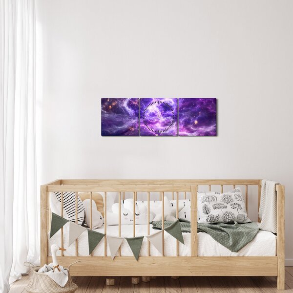 Kép - Lila Univerzum (órával) (90x30 cm)