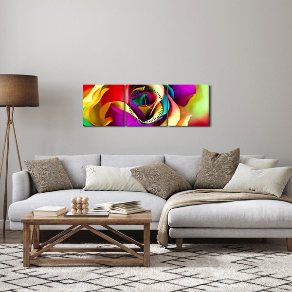 Kép - Színes rózsa (órával) (90x30 cm)