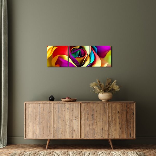 Kép - Színes rózsa (órával) (90x30 cm)