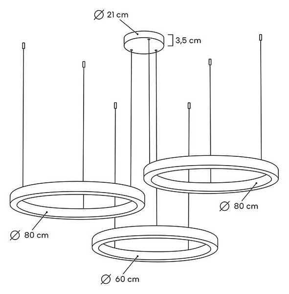 King Home Ring LED Hármas Arany Függőlámpa
