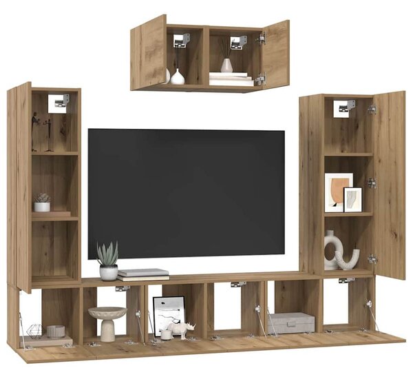 TV szekrény garnitúra 7 pcs kézműves tölgy 180 x 30 x 120 cm