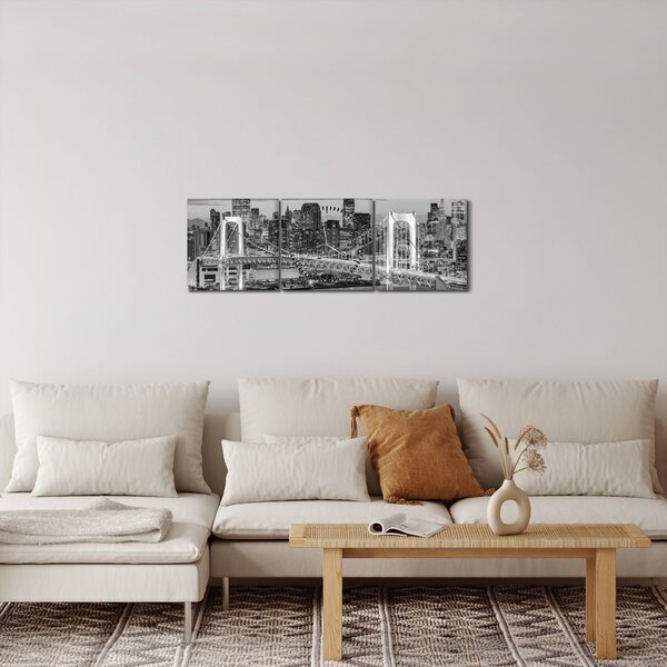 Kép - Fekete-fehér nagyváros (órával) (90x30 cm)