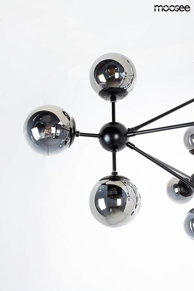 Moosee Astrifero 15 Függőlámpa Fekete Geometrikus Üveggömbökkel