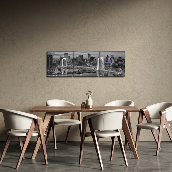 Kép - A nagyváros a lila toronnyal (órával) (90x30 cm)