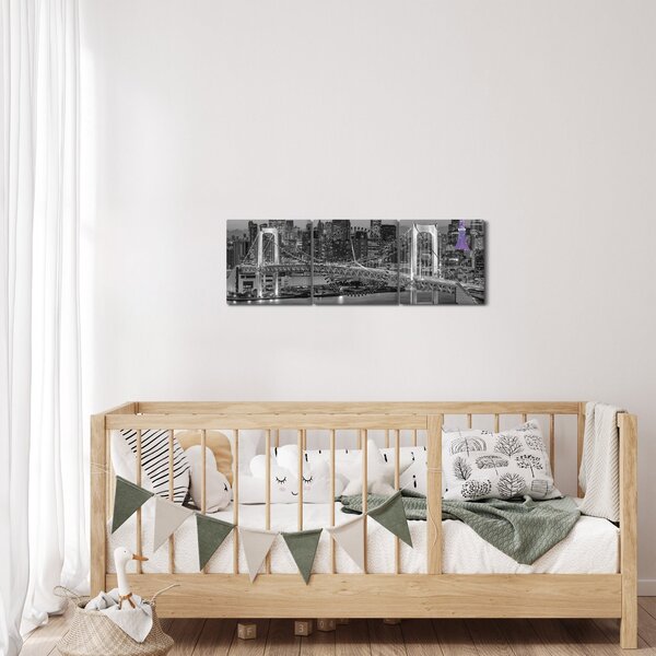 Kép - A nagyváros a lila toronnyal (órával) (90x30 cm)