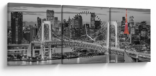 Kép - Nagyváros piros toronnyal (órával) (90x30 cm)