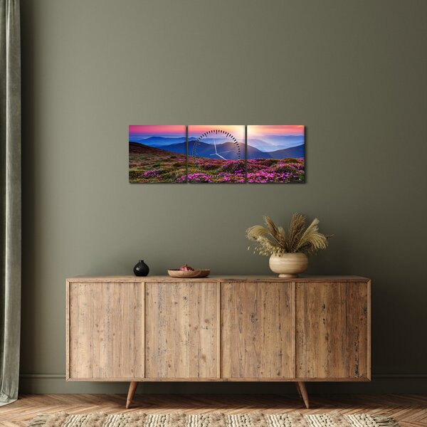 Kép - Hegyi virágzó táj (órával) (90x30 cm)