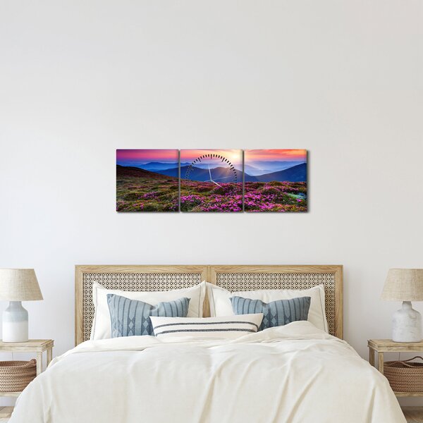 Kép - Hegyi virágzó táj (órával) (90x30 cm)