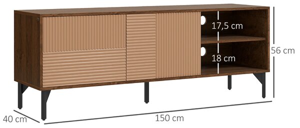 HOMCOM TV állvány, akár 65"-os tévékhez, szórakoztató központ nyitott polcokkal, szekrényekkel és kábelvezető nyílásokkal nappaliba, barna