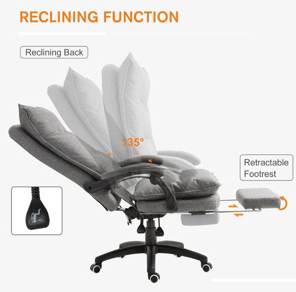 Vinsetto ergonomikus irodai szék – 6 pontos masszázs és állíthatóság, szürke