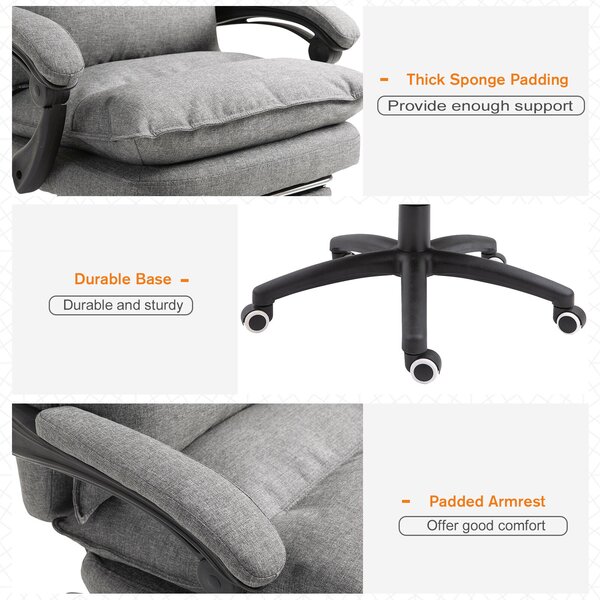 Vinsetto ergonomikus irodai szék – 6 pontos masszázs és állíthatóság, szürke