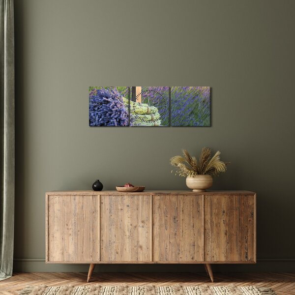 Kép - Levendula csokrok (órával) (90x30 cm)