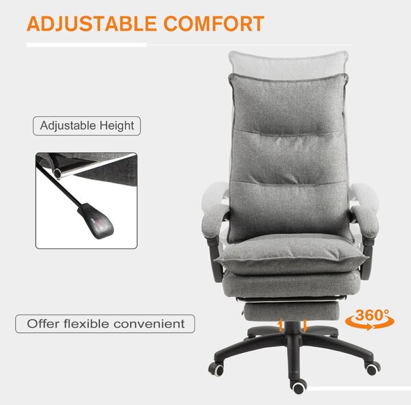 Vinsetto ergonomikus irodai szék – 6 pontos masszázs és állíthatóság, szürke