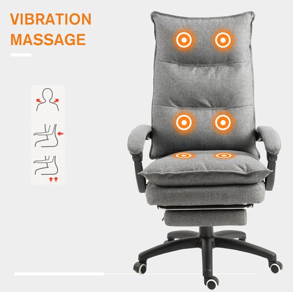 Vinsetto ergonomikus irodai szék – 6 pontos masszázs és állíthatóság, szürke