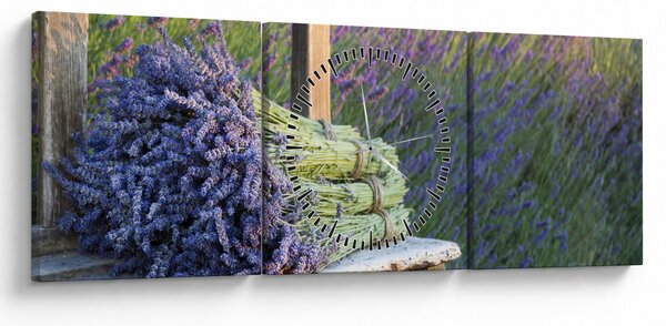 Kép - Levendula csokrok (órával) (90x30 cm)