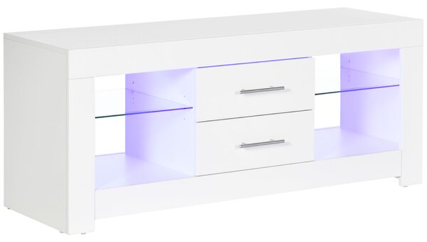 RGB LED TV komód – 55”, Üvegpolcok és távirányító, 12 szín