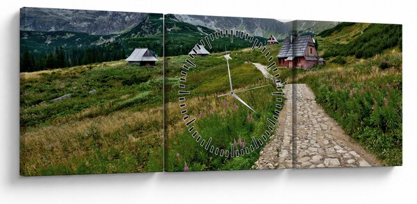 Kép - Hegyi táj házakkal (órával) (90x30 cm)