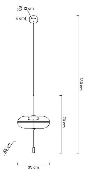 King Home Chaplin 360 LED Függőlámpa Üveg Réz