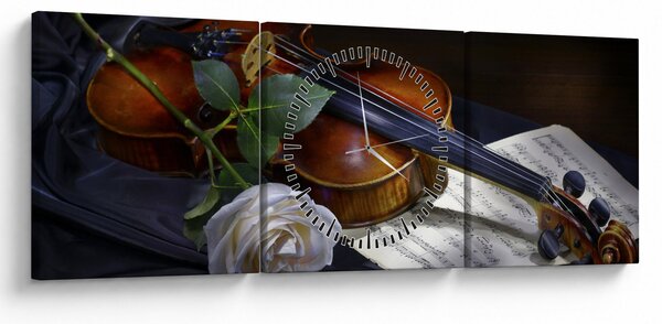 Kép - Rózsa és hegedű (órával) (90x30 cm)