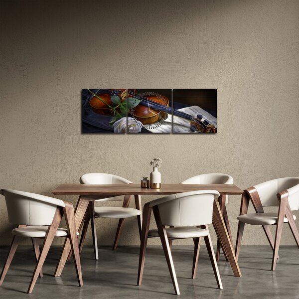 Kép - Rózsa és hegedű (órával) (90x30 cm)