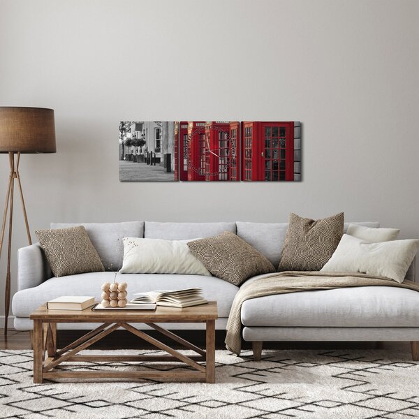 Kép - Londoni telefonfülkék (órával) (90x30 cm)