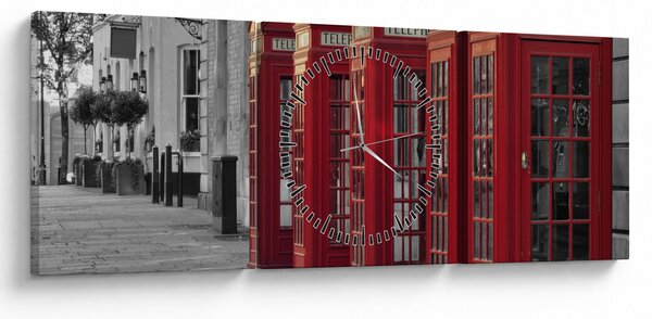 Kép - Londoni telefonfülkék (órával) (90x30 cm)