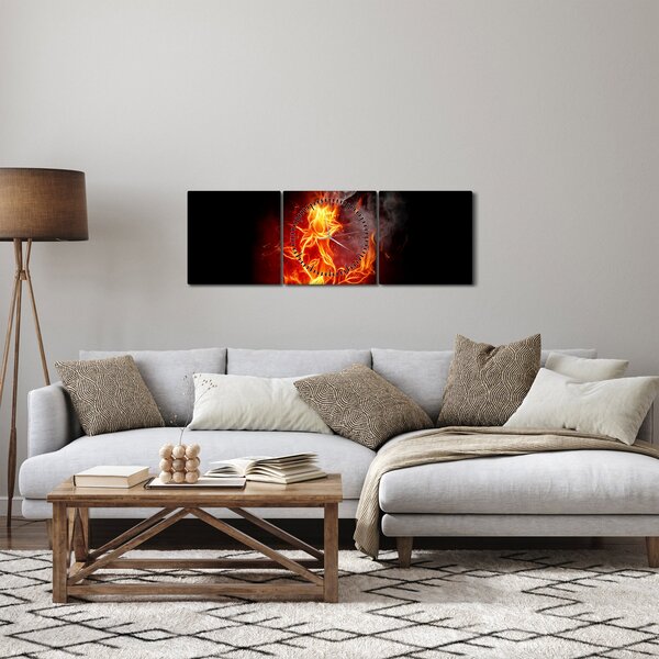 Kép - Rózsák a tűzben (órával) (90x30 cm)