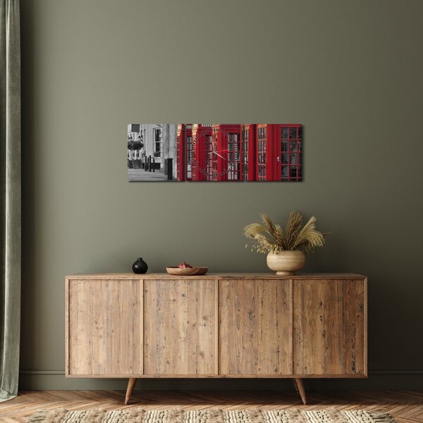 Kép - Londoni telefonfülkék (órával) (90x30 cm)
