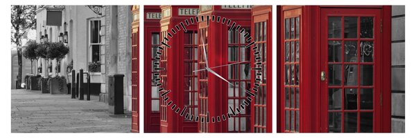 Kép - Londoni telefonfülkék (órával) (90x30 cm)