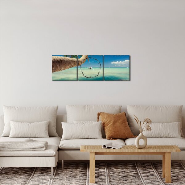 Kép - Tiszta tenger pálmafával (órával) (90x30 cm)