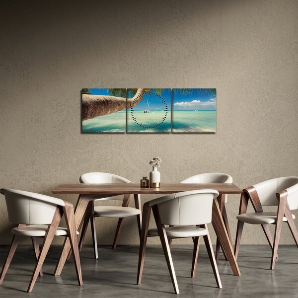 Kép - Tiszta tenger pálmafával (órával) (90x30 cm)