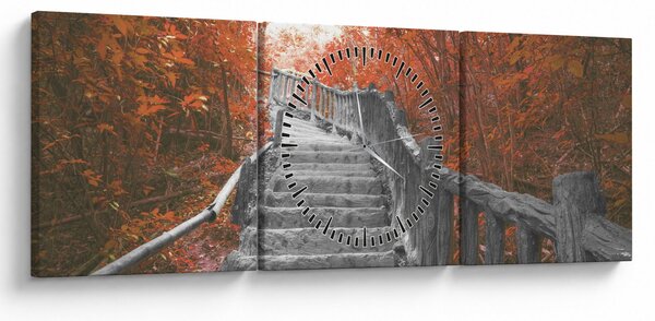 Kép - Lépcsők a természetben, narancssárga (órával) (90x30 cm)