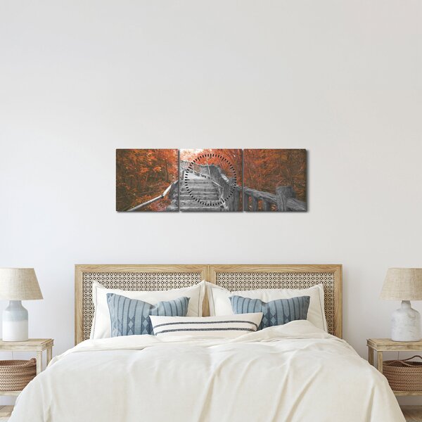 Kép - Lépcsők a természetben, narancssárga (órával) (90x30 cm)