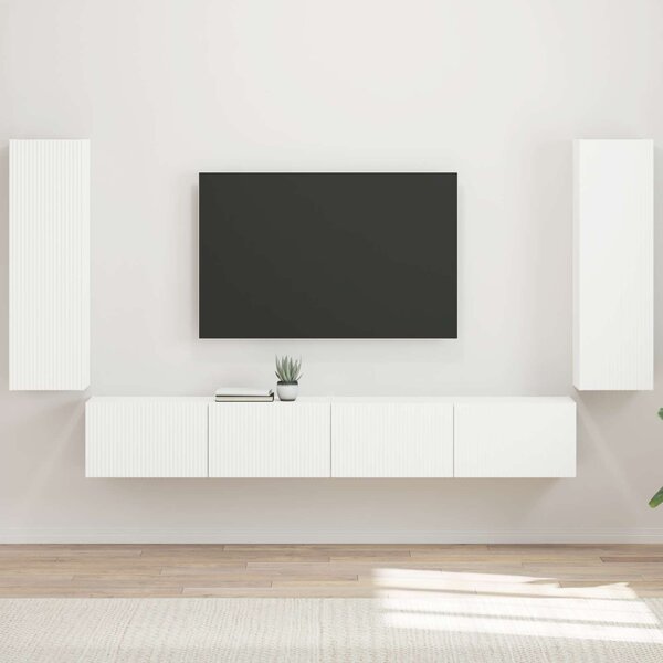 VidaXL TV falit kabinet szett 4 db Fehér Szerelt Fa