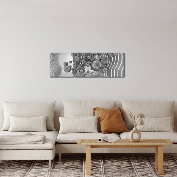Kép - Fekete-fehér buborékok (órával) (90x30 cm)