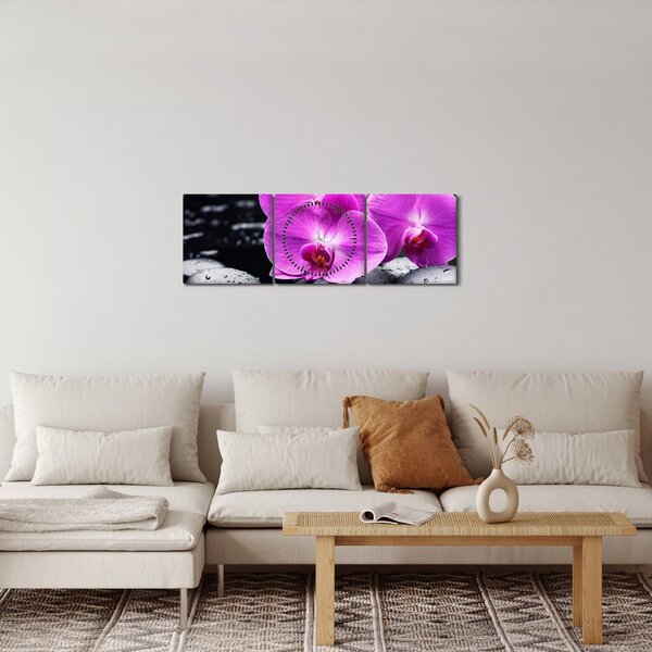 Kép - Orchideák (órával) (90x30 cm)