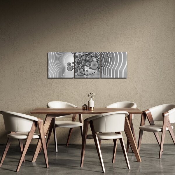 Kép - Fekete-fehér buborékok (órával) (90x30 cm)