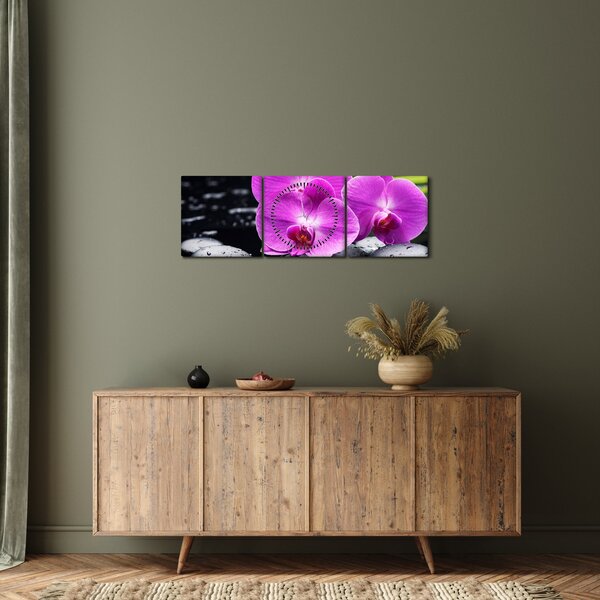 Kép - Orchideák (órával) (90x30 cm)