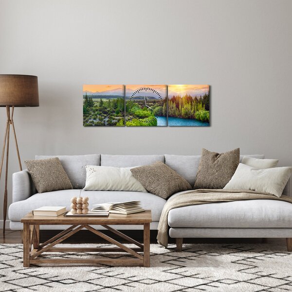 Kép - Erdei hegyvidéki táj (órával) (90x30 cm)