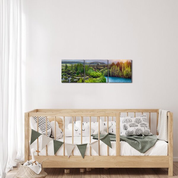 Kép - Erdei hegyvidéki táj (órával) (90x30 cm)
