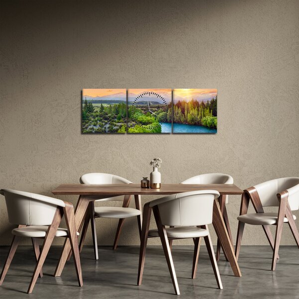 Kép - Erdei hegyvidéki táj (órával) (90x30 cm)