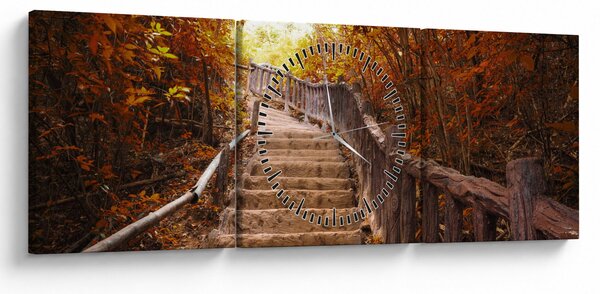 Kép - Lépcsők a természetben ősszel (órával) (90x30 cm)