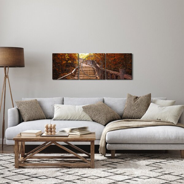 Kép - Lépcsők a természetben ősszel (órával) (90x30 cm)